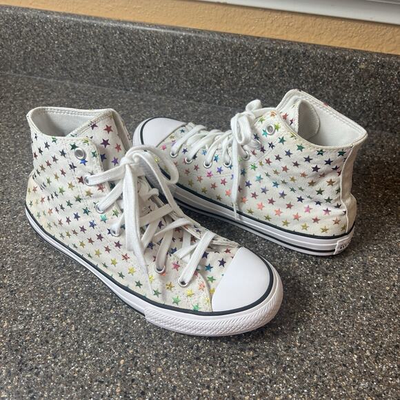 Converse All Star Hi Top Women 8 Multicolor Star Canvas Sneaker Lace Up Junior 6 - Picture 4 of 11